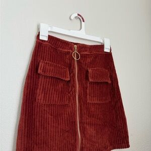 DEREK HEART Corduroy A-Line Skirt in Rust